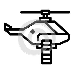 Ladder rescue helicopter icon, outline style