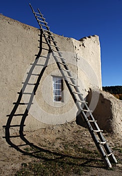 Ladder and Shadow at San Lorenzo Church, Picuris Pueblo, NM