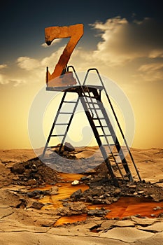 A ladder that is sitting in the sand. AI.