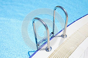 Ladder stainless handrails for descent into swimming pool safely