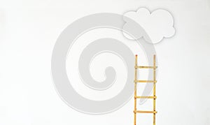 Ladder of success  leading to cloud. Business concept, success,innovation,start up concept.Large copy space