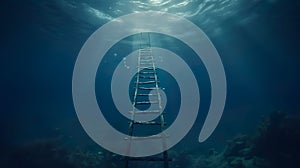 A ladder between the surface of the water and the depths of the ocean. Generative AI