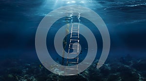 A ladder between the surface of the water and the depths of the ocean. Generative AI