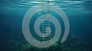 A ladder between the surface of the water and the depths of the ocean. Generative AI