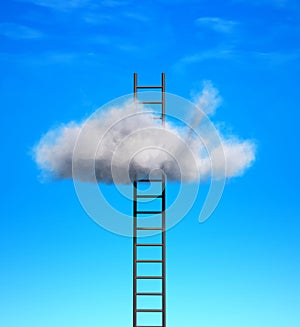 Ladder to a cloud. Aspirations and dream concept