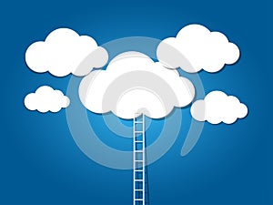 ladder to the clouds on blue background.