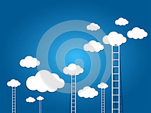 ladder to the clouds on blue background.