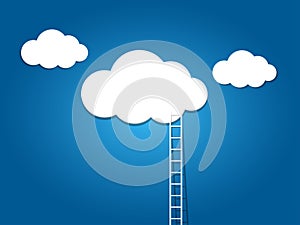 ladder to the clouds on blue background.