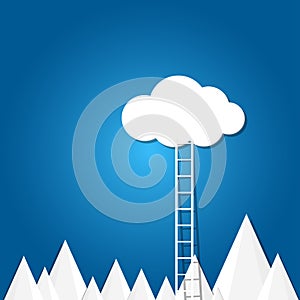 ladder to the clouds on blue background.