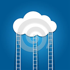 ladder to the clouds on blue background.
