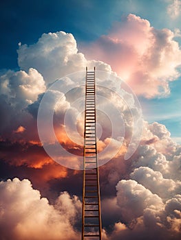 Ladder to Clouds Ladder of Success concept