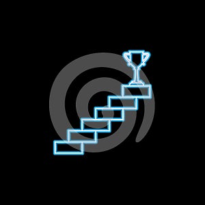 ladder to the cup icon in neon style. One of Stairs collection icon can be used for UI, UX