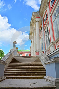 The ladder to entrance into Sheremetev' palace in Kuskovo estate in Moscow