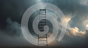Ladder to the Sky Amidst Stormy Clouds Symbolizing Struggle