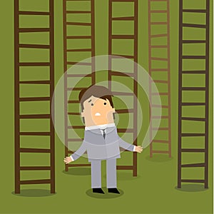 Ladder to success. Business choices concept