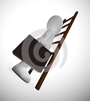 Ladder to success concept icon means ambitious leader desiring goals - 3d illustration