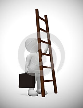 Ladder to success concept icon means ambitious leader desiring goals - 3d illustration