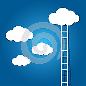 ladder to the clouds on blue background.