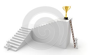 Ladder and trophies