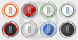 Ladder vector icon set, step, climb, tool, level modern design flat graphic in 8 options for web design and mobile applications