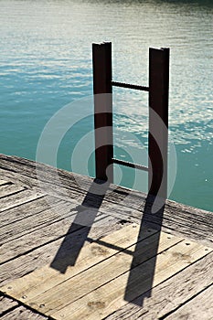 Ladder on wharf