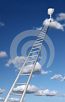 Ladders to a trophy on a cloud