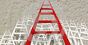 Ladders on the wall one longer competitive advantage - 3d rendering