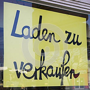 Laden zu verkaufen sign translates as store for sale in german