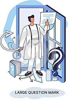 Ladge question mark. Problem and solution concept metaphor. Ask questions. FAQ frequently asked help