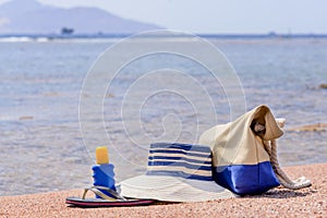 Ladies beach gear on a tropical beach