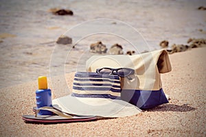 Ladies beach gear on a tropical beach