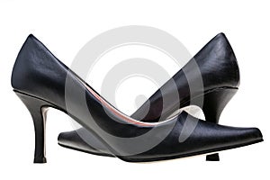 Ladies black high heels shoes isolated