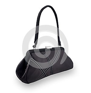 Ladies black purse isolated on white