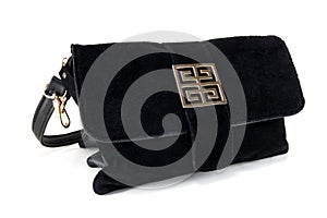 Ladies black suede handbag