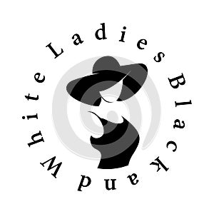 ladies in black and white logo design vector