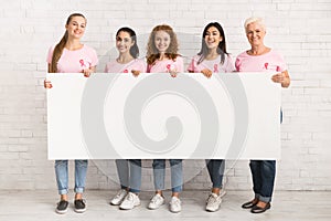Ladies Of Different Age Holding Blank Breast Cancer Poster
