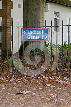 `Ladies, Gents` Sign at cricket pavilion
