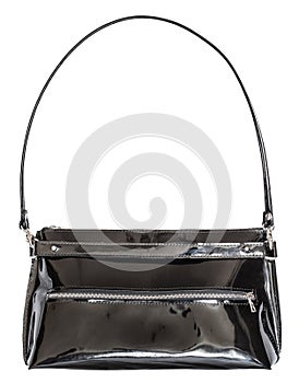 Ladies handbag from black patent leather