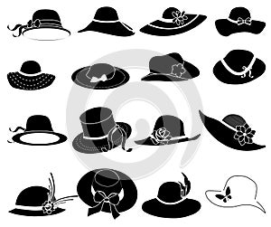 Ladies hat icons set