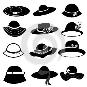 Ladies hat icons set