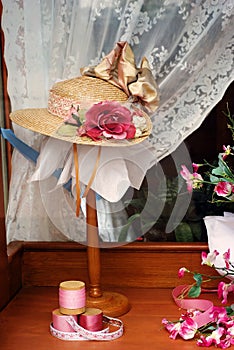 Ladies hat in store window display