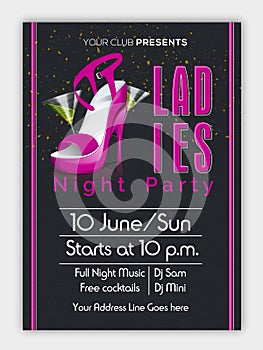 Ladies Night Party Flyer, Template or Banner design.