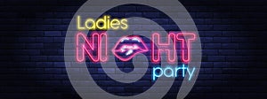 Ladies night party neon banner