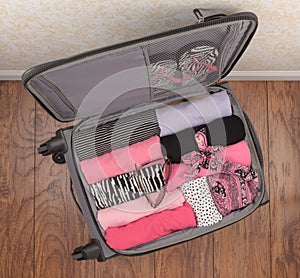 Ladies Packed Suitcase (Top Down)