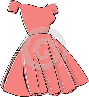 Ladies Party Dress Fashion Style Illustration