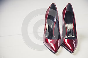 Ladies red high heels, Italian shoes