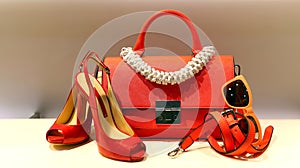 Ladies shoes, handbag and accessories photo