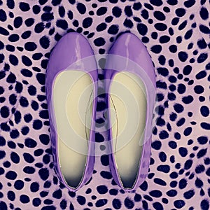 Ladies shoes leopard print background. Minimalism Fashion
