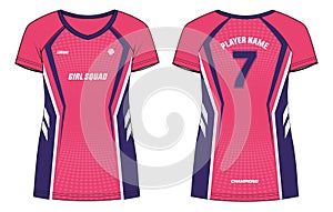 Women Sports t shirt Jersey design concept Illustration Vector template suitable for girls and Ladies sports teams