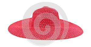 Ladies summer red straw hat